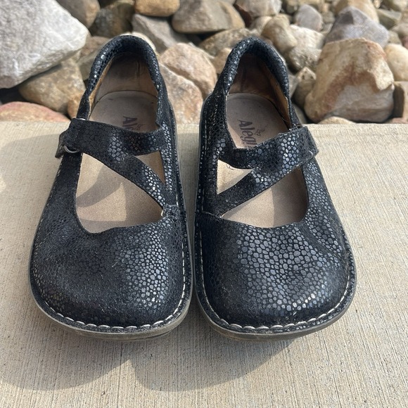 Alegria Shoes - Alegria Dayna DAY561 Mary Jane Comfort Shoe Black Shimmer Leather EU 37 US 7-7.5